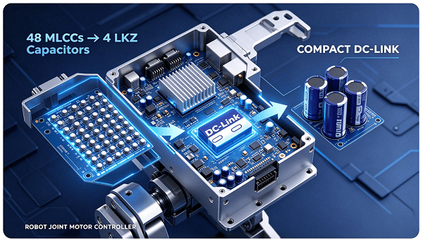 Replacing 48 MLCCs with 4 LKZ Capacitors for Compact, Cost-Effective Robot Joint Motor Controllers